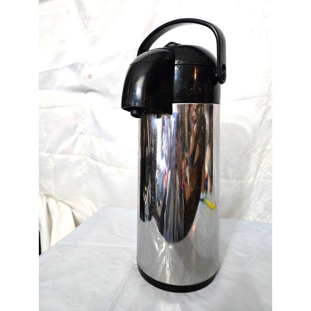 Air Pot Beverage Server Insulated Stainless Pump 75 OZ Hot Cold